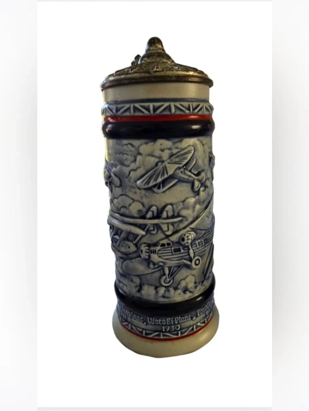 Avon Steins 2 - Antique Cars Mug + Airplanes,  Handcrafted Brazil Vintage 1981